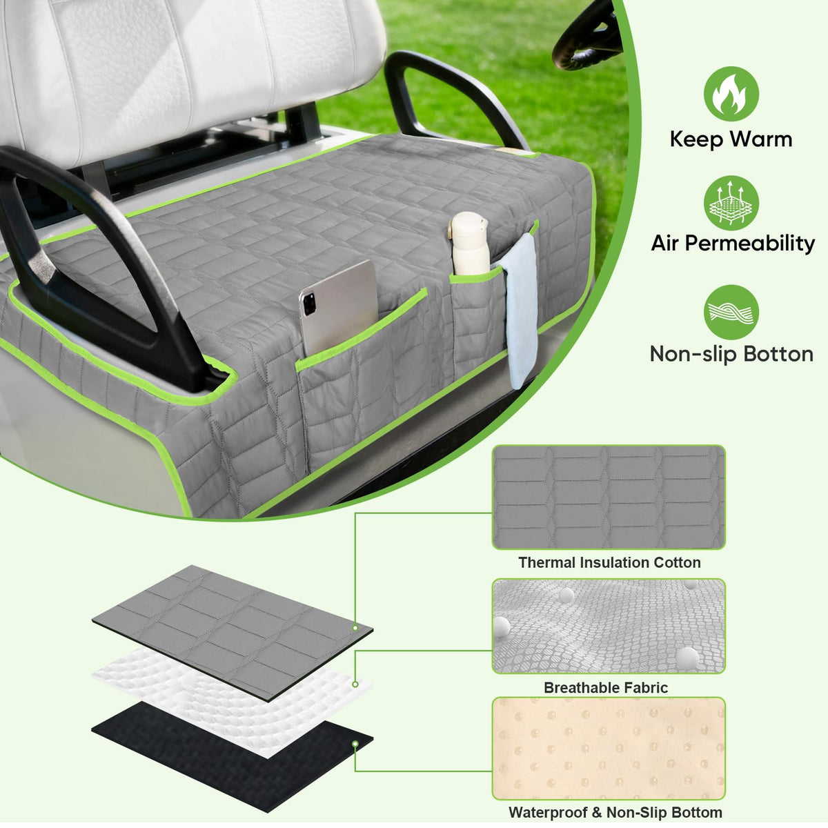 Niuartu seat cover with storage pockets keeps essentials within reach