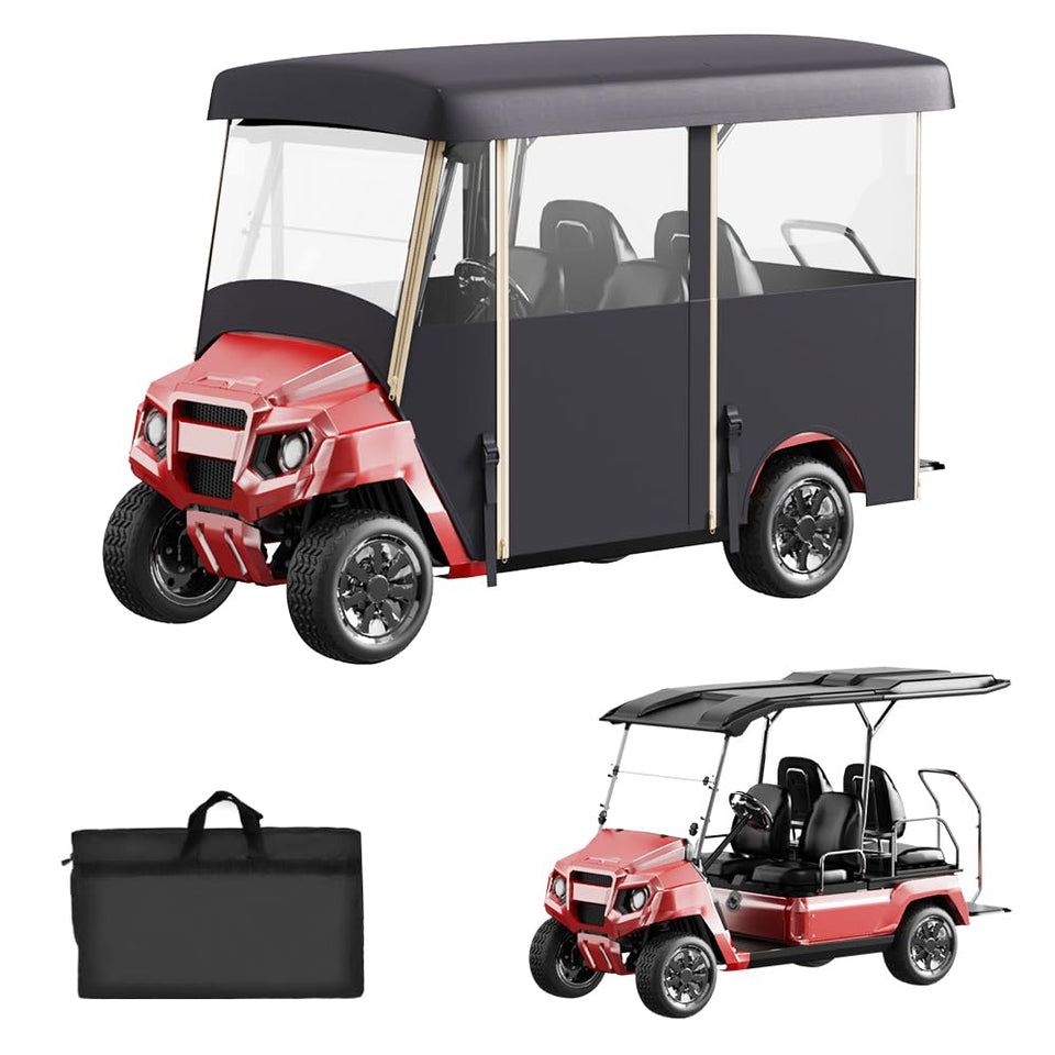 NiuWasmile 4-passenger enclosure with 86-inch roof fit protects passengers from wind and rain.