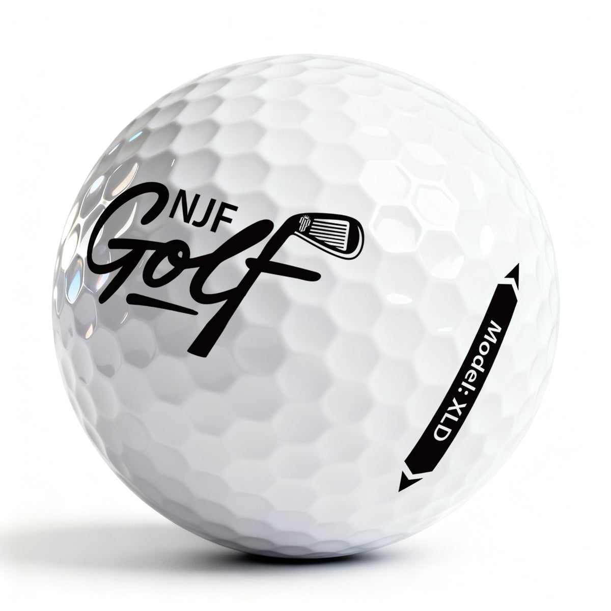 NJF Golf XLD extreme distance box back displays 2-piece design notes.