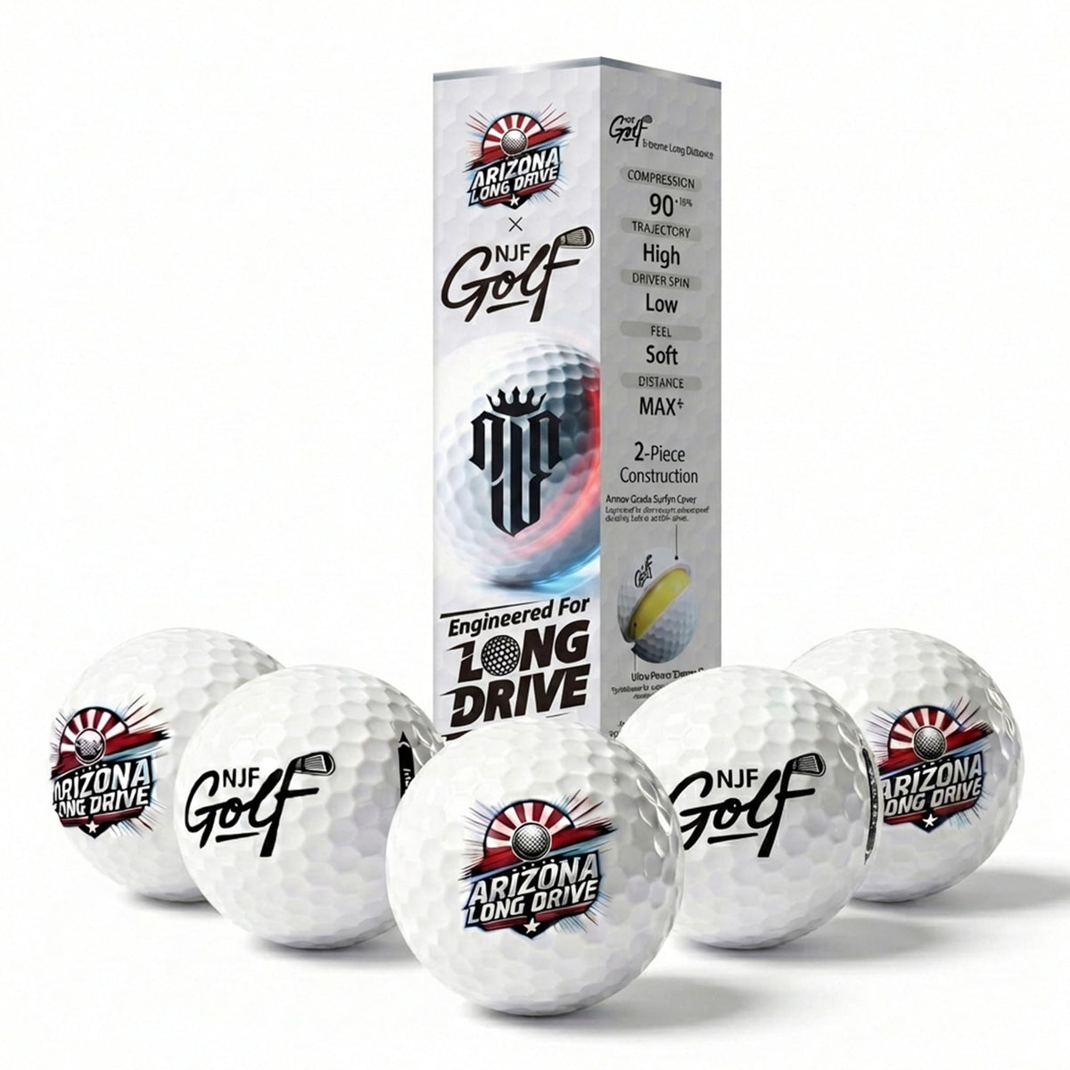 NJF Golf XLD Extreme Distance box front highlighting bold packaging for quick recognition.