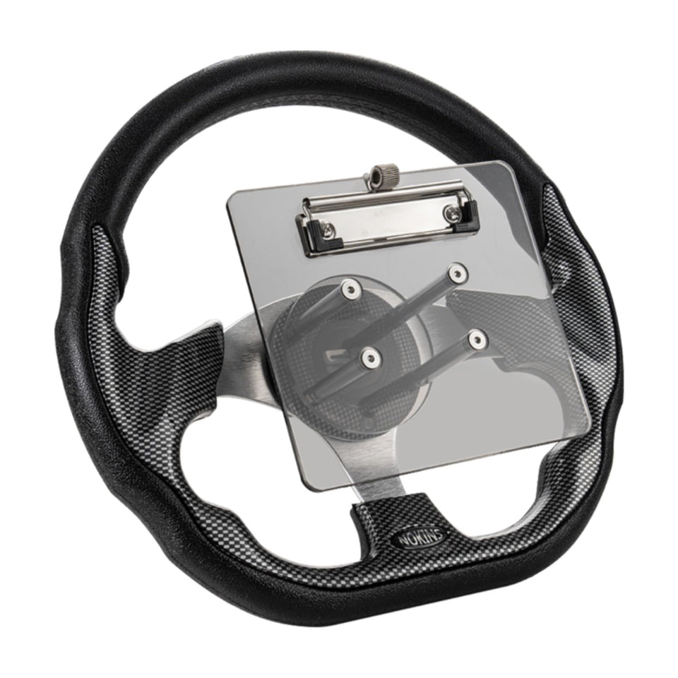 NOKINS 12.5-inch steering wheel with scorecard holder on EZGO cart