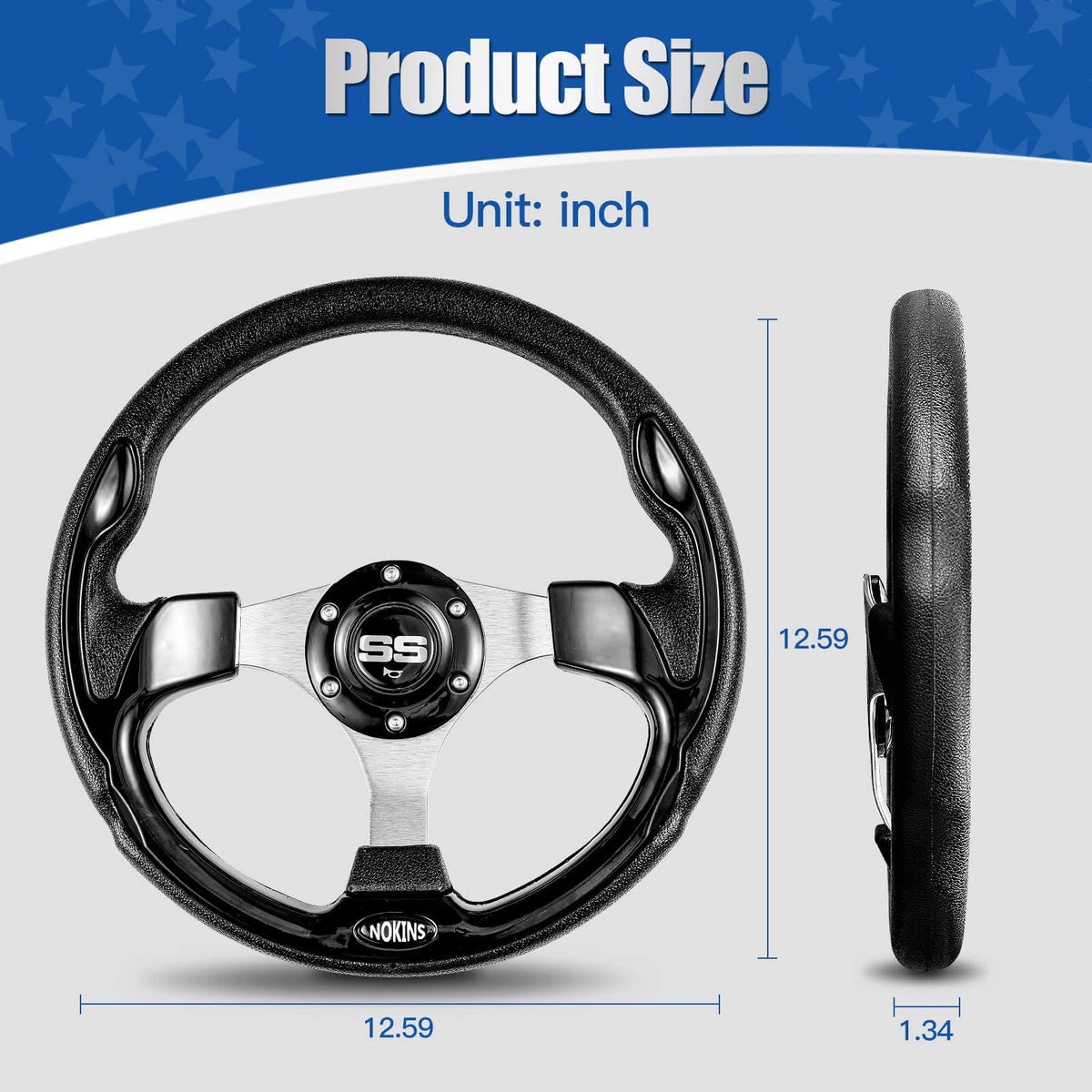 NOKINS wheel fits Yamaha carts; durable PVC and heat resistance.