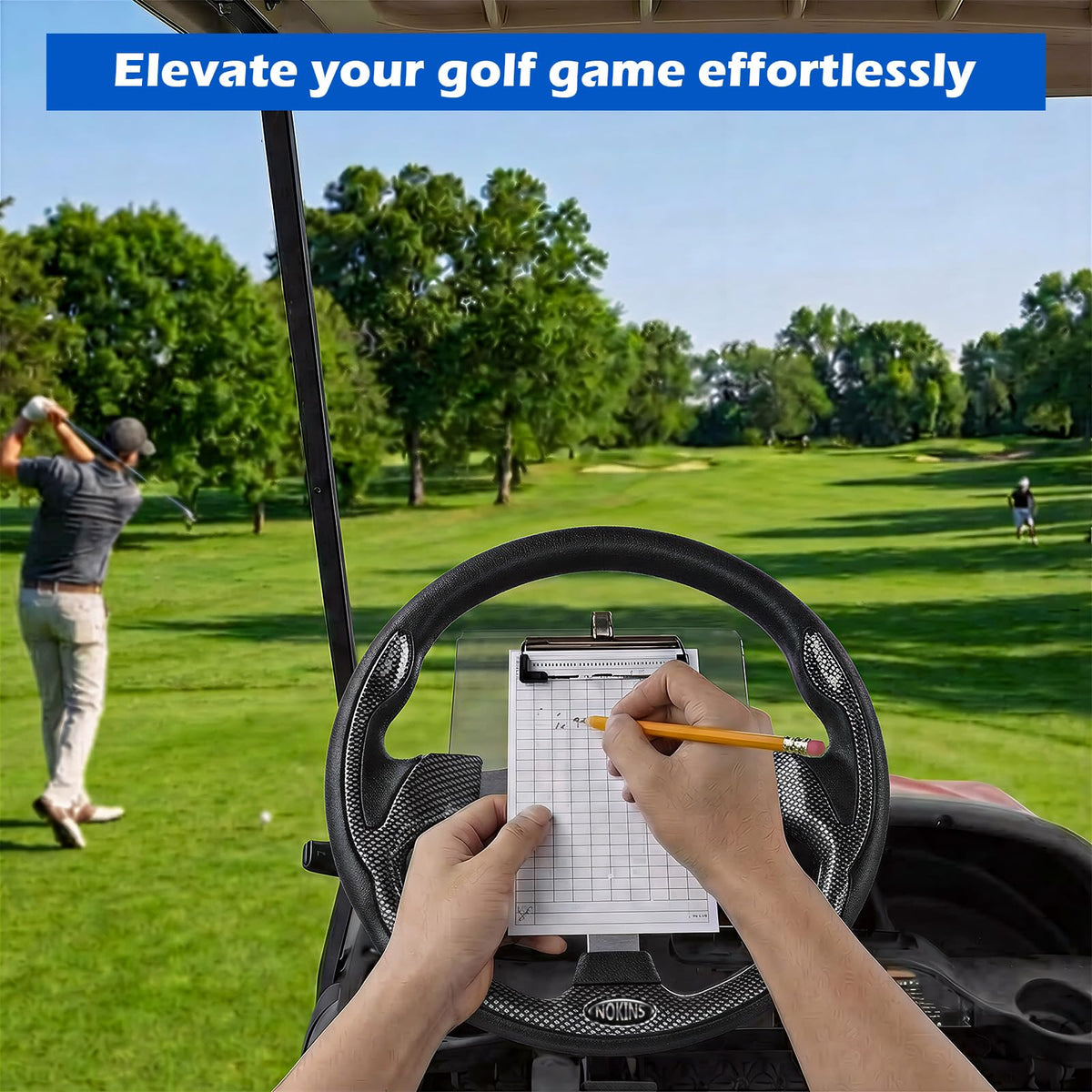NOKINS universal compatibility with EZGO, Club Car, Yamaha illustrated.