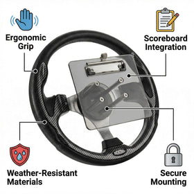 NOKINS 12.5-inch steering wheel ergonomic grip close-up enhances driving comfort.