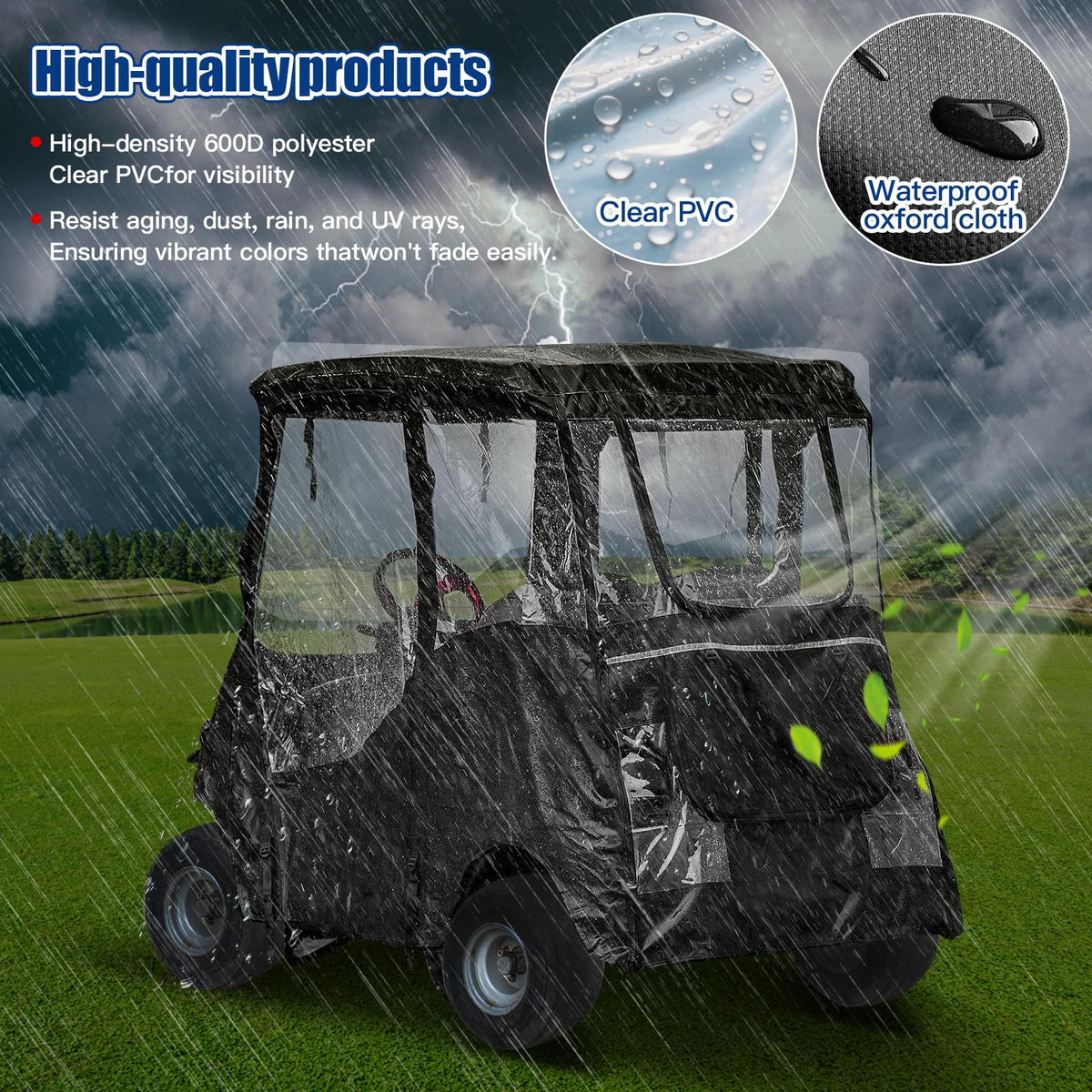 NOKINS 600D EZGO TXT/RXV fit shown with secure installation.