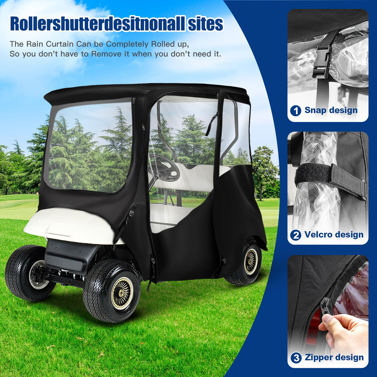 NOKINS 600D enclosure rear view with roll-up window and secure straps.