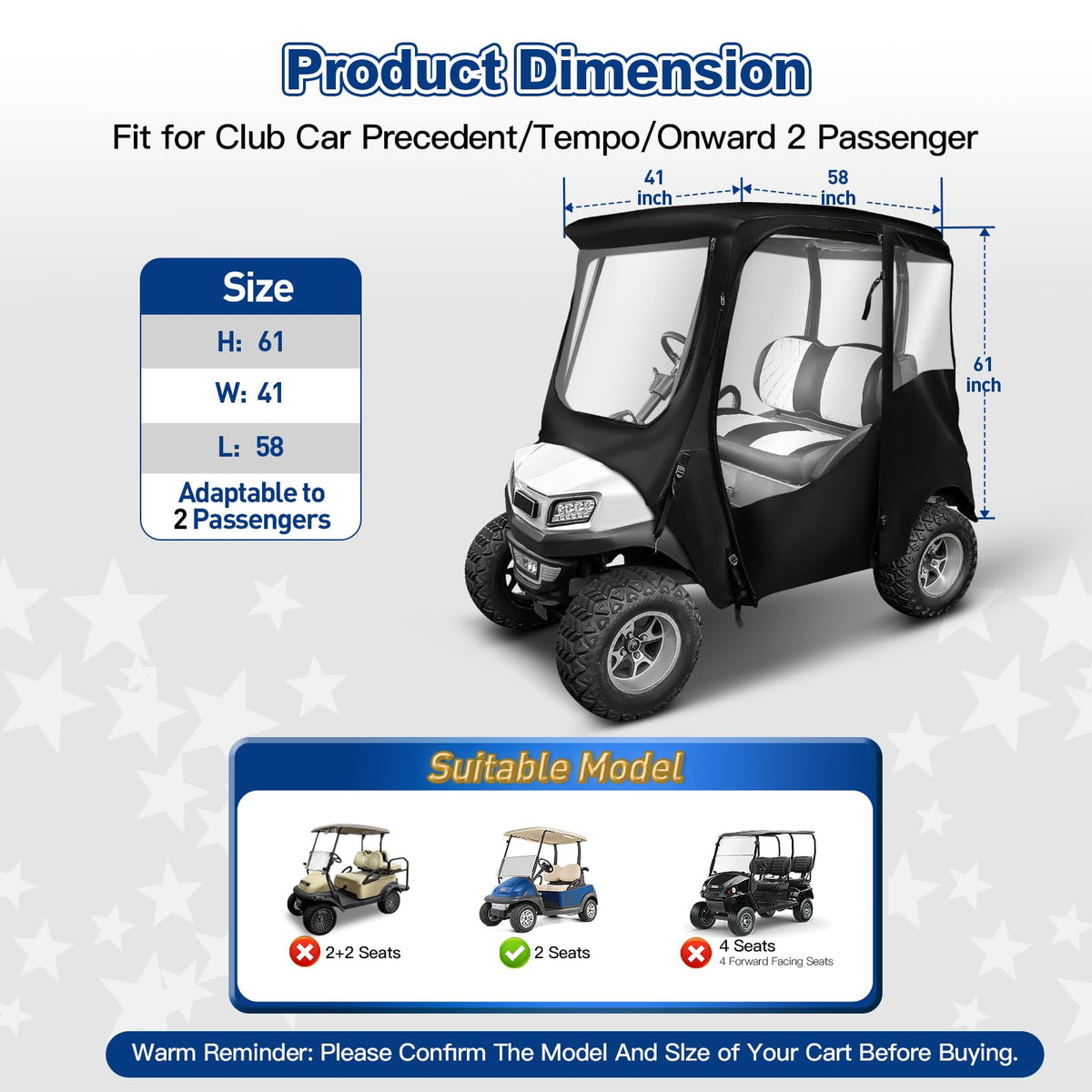 NOKINS 600D golf cart enclosure side view shows durable fabric and coverage.