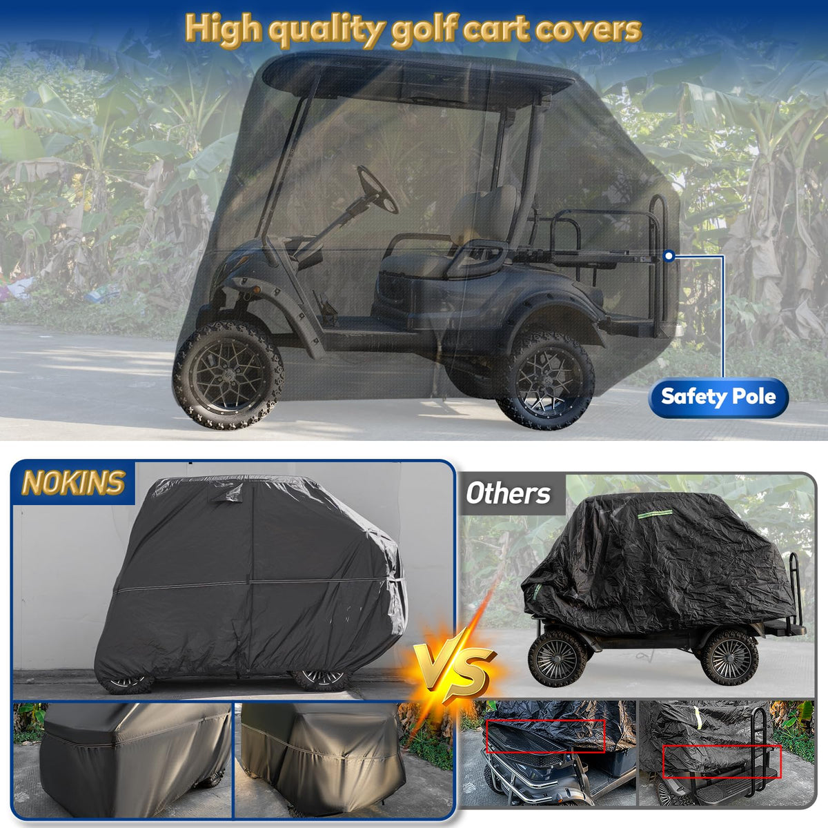 NOKINS cover design featuring air vents to promote airflow under the cover.