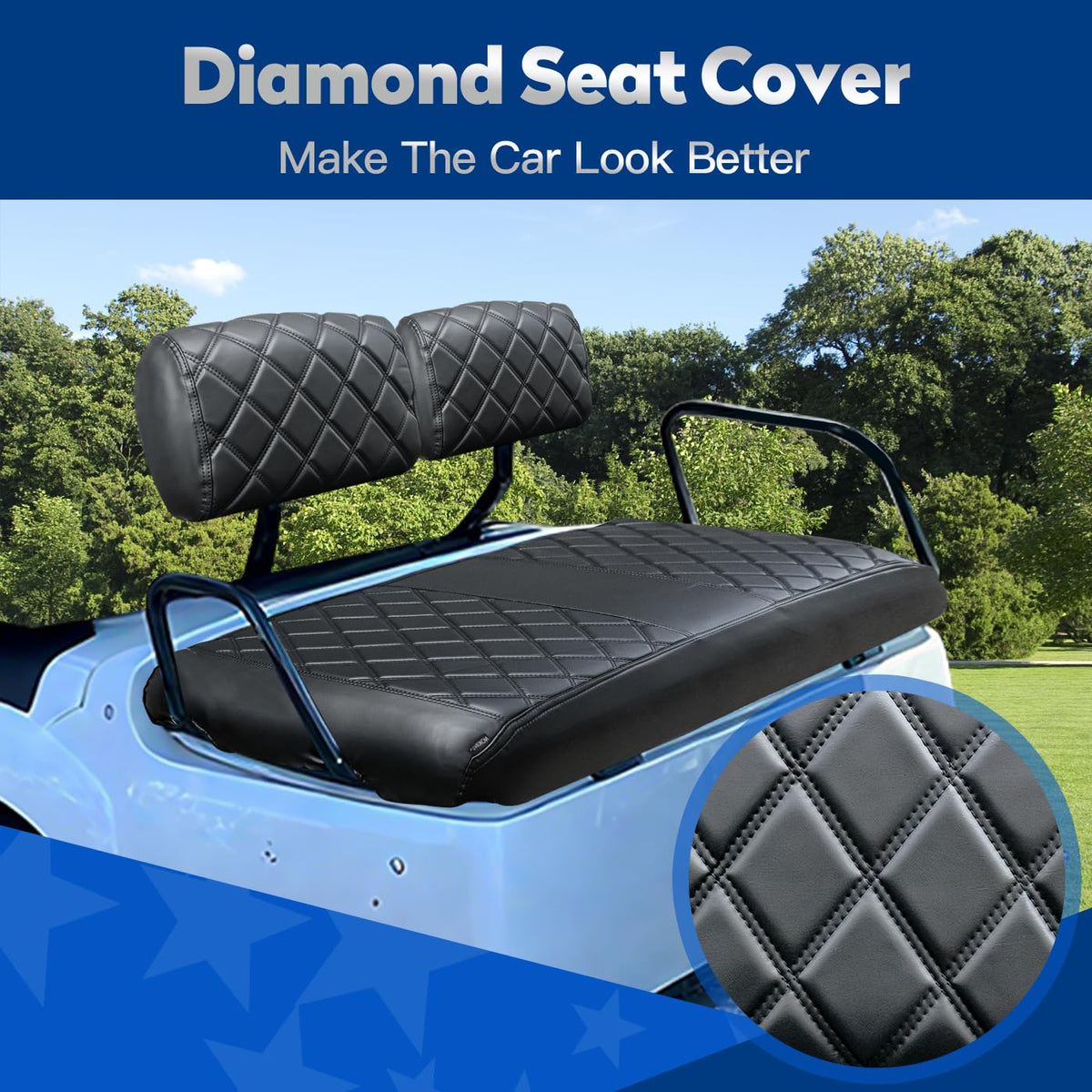 NOKINS black-stitch design adds a sleek touch while guarding seats.