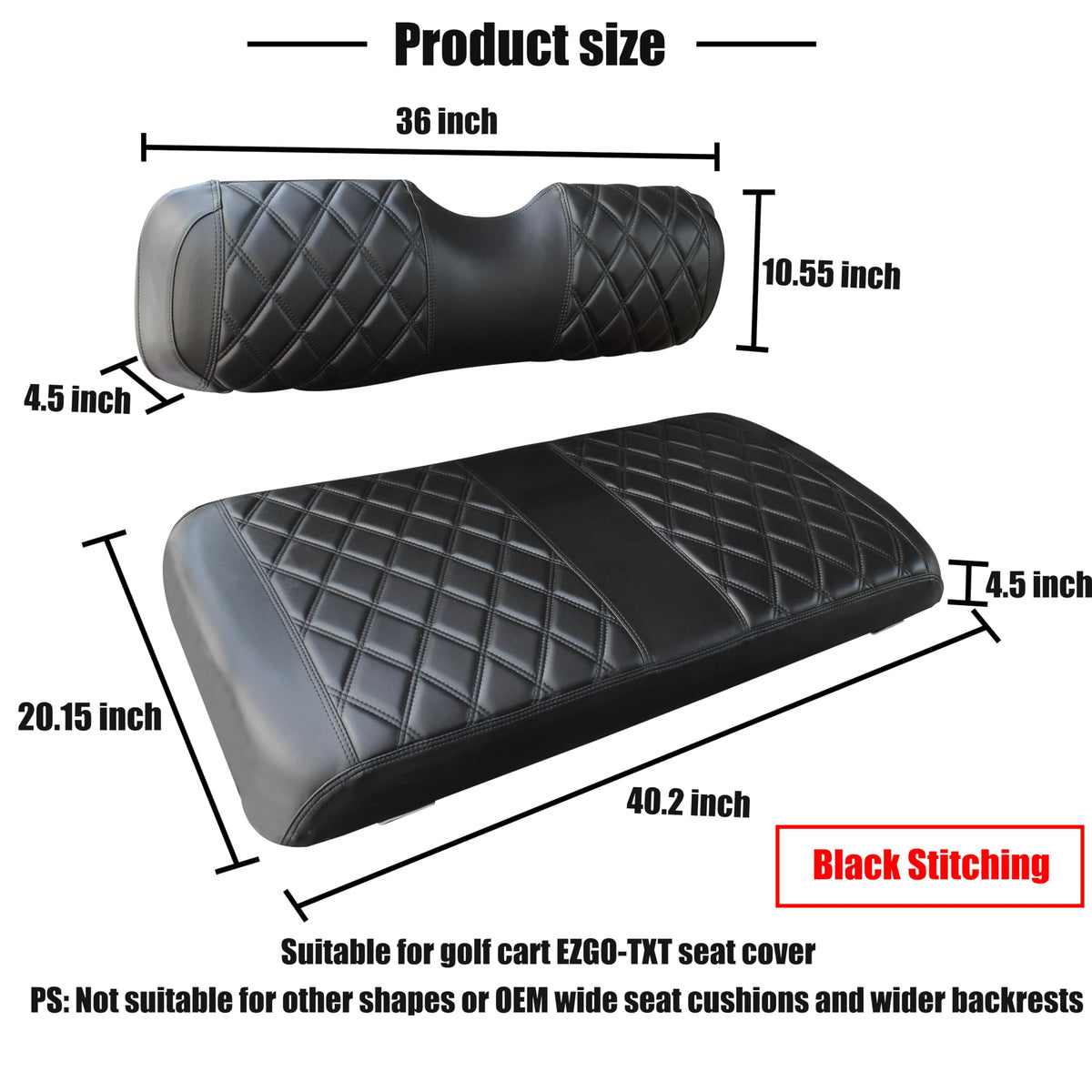 NOKINS black diamond stitching adds premium look to golf cart seats
