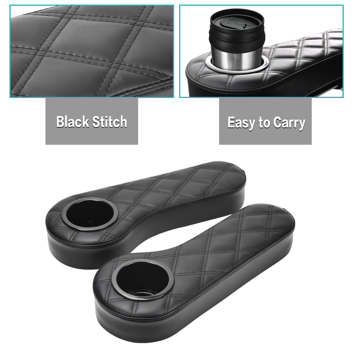 NOKINS black-stitch diamond armrest showcases premium stitching and durability.