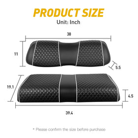 Close-up of black and white piping detail on NOKINS seat cover.