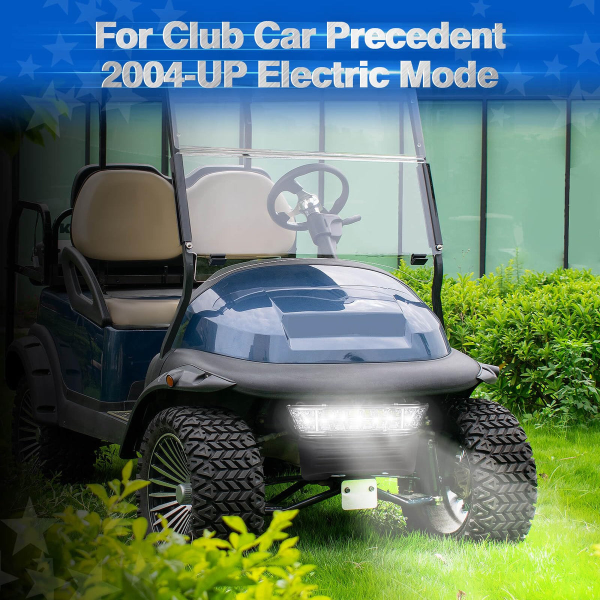 NOKINS front bumper with integrated lighting enhances cart appearance and safety.