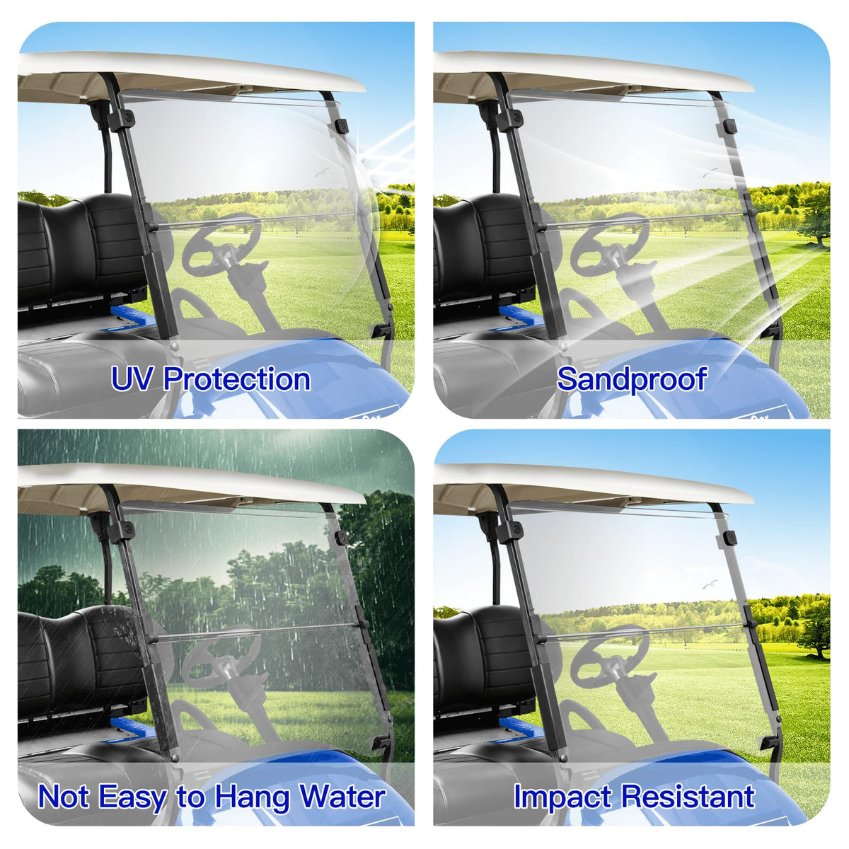 NOKINS crack-resistant windshield supports long-term performance and clear viewing.
