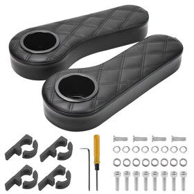 NOKINS Diamond Armrest with cup holder for EV golf carts; no-drill setup.
