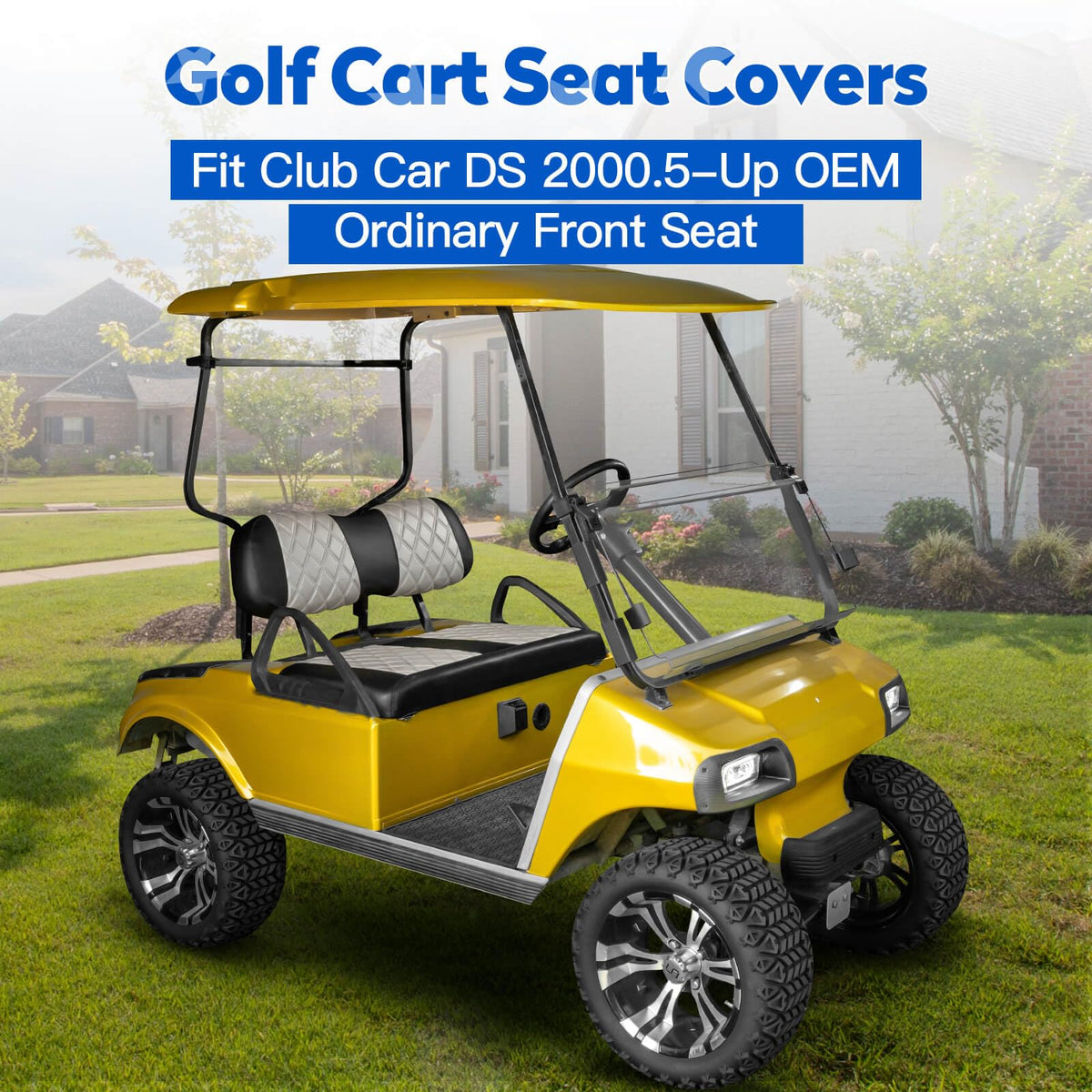 NOKINS diamond backrest cover on Club Car DS adds a premium look.