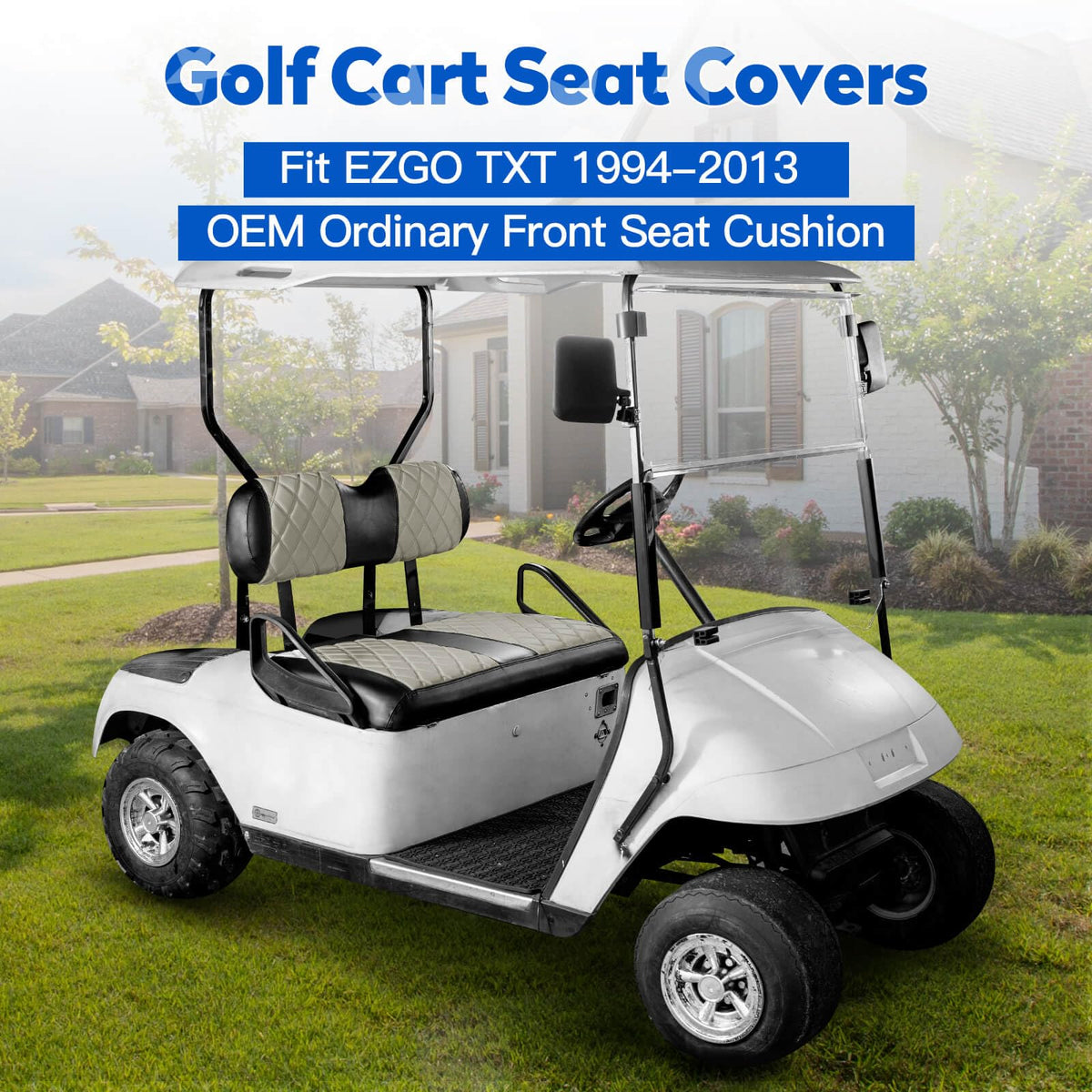 NOKINS diamond backrest cover for EZGO TXT protects against wear.