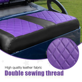 NOKINS diamond-pattern closeup shows premium texture on purple-black seat cover