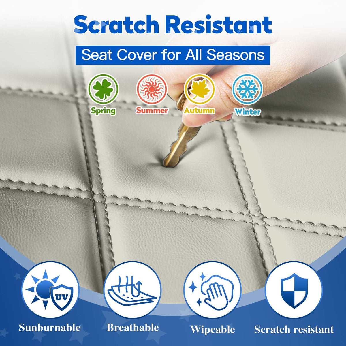 Diamond-pattern detail on the NOKINS cover adds a stylish, upscale look.