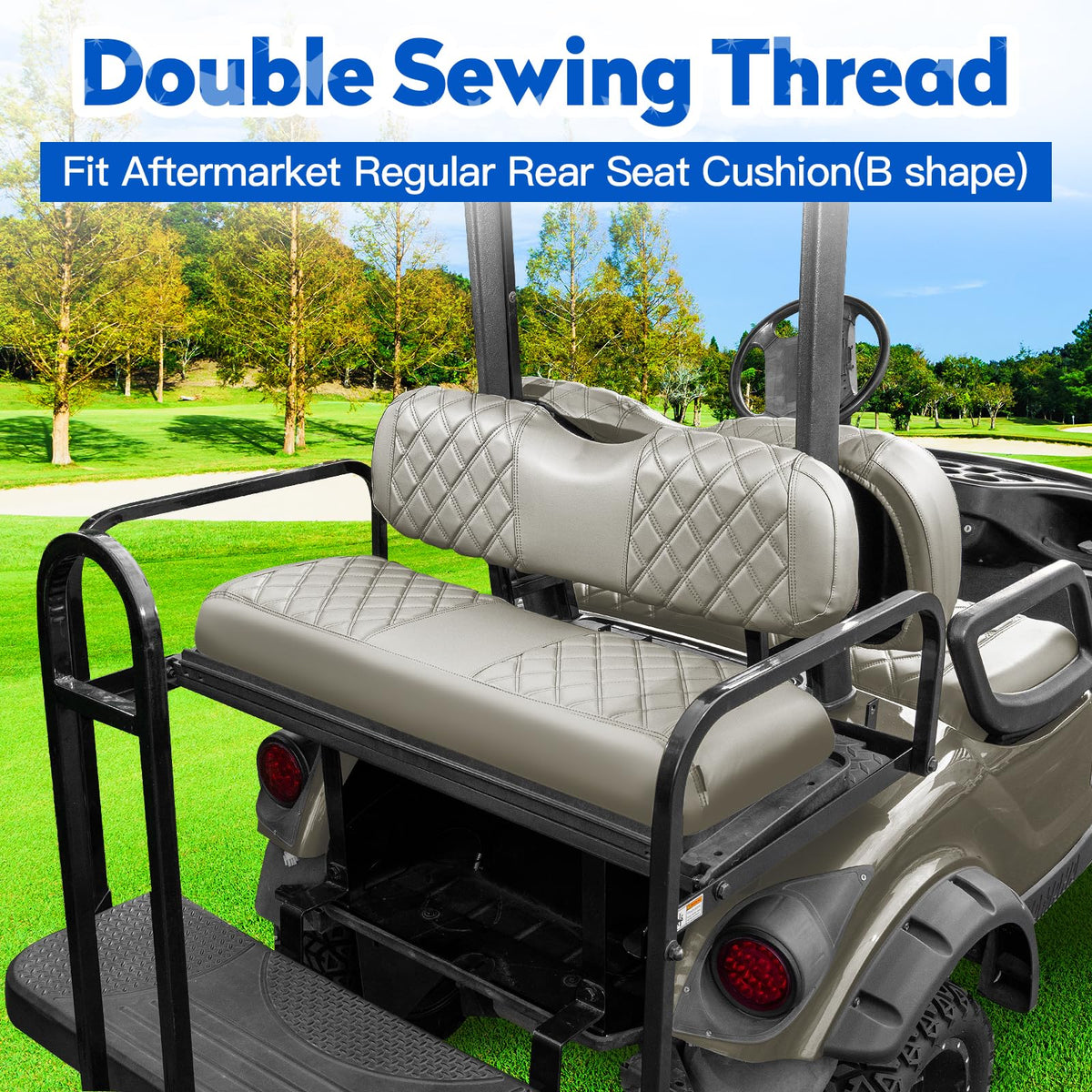NOKINS diamond-pattern seat covers installation on Yamaha cart is quick and simple.