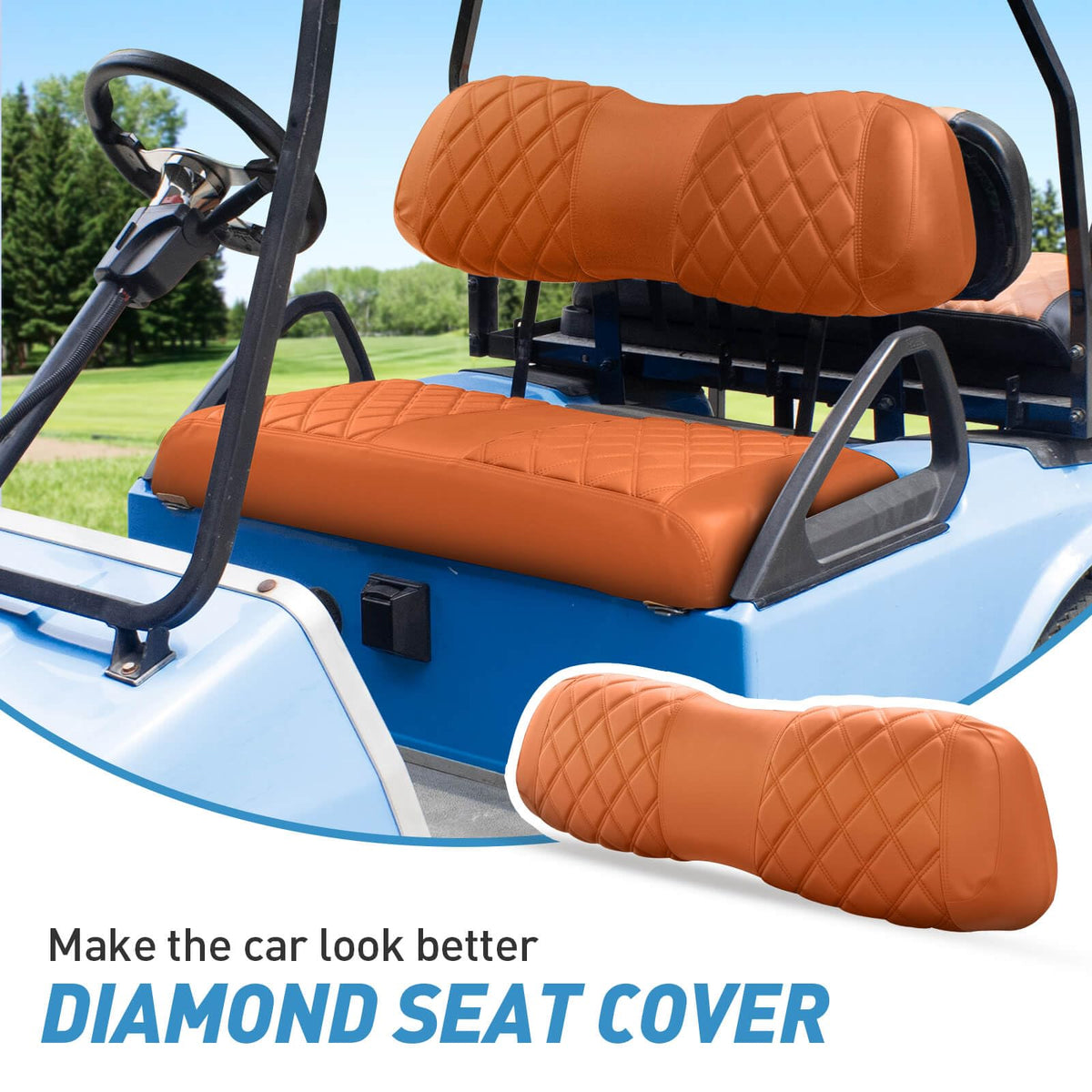 NOKINS diamond backrest brown adds durability and premium Club Car DS look.