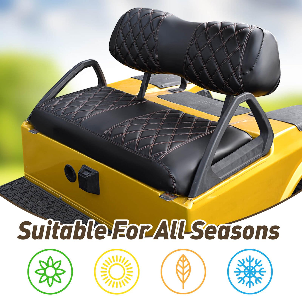 NOKINS diamond-seat-cover durability protects against wear on Club Car DS.