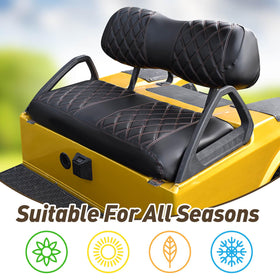 NOKINS diamond-seat-cover durability protects against wear on Club Car DS.