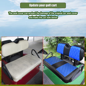 NOKINS EZGO TXT compatibility illustration shows seamless fit for OEM cushions.