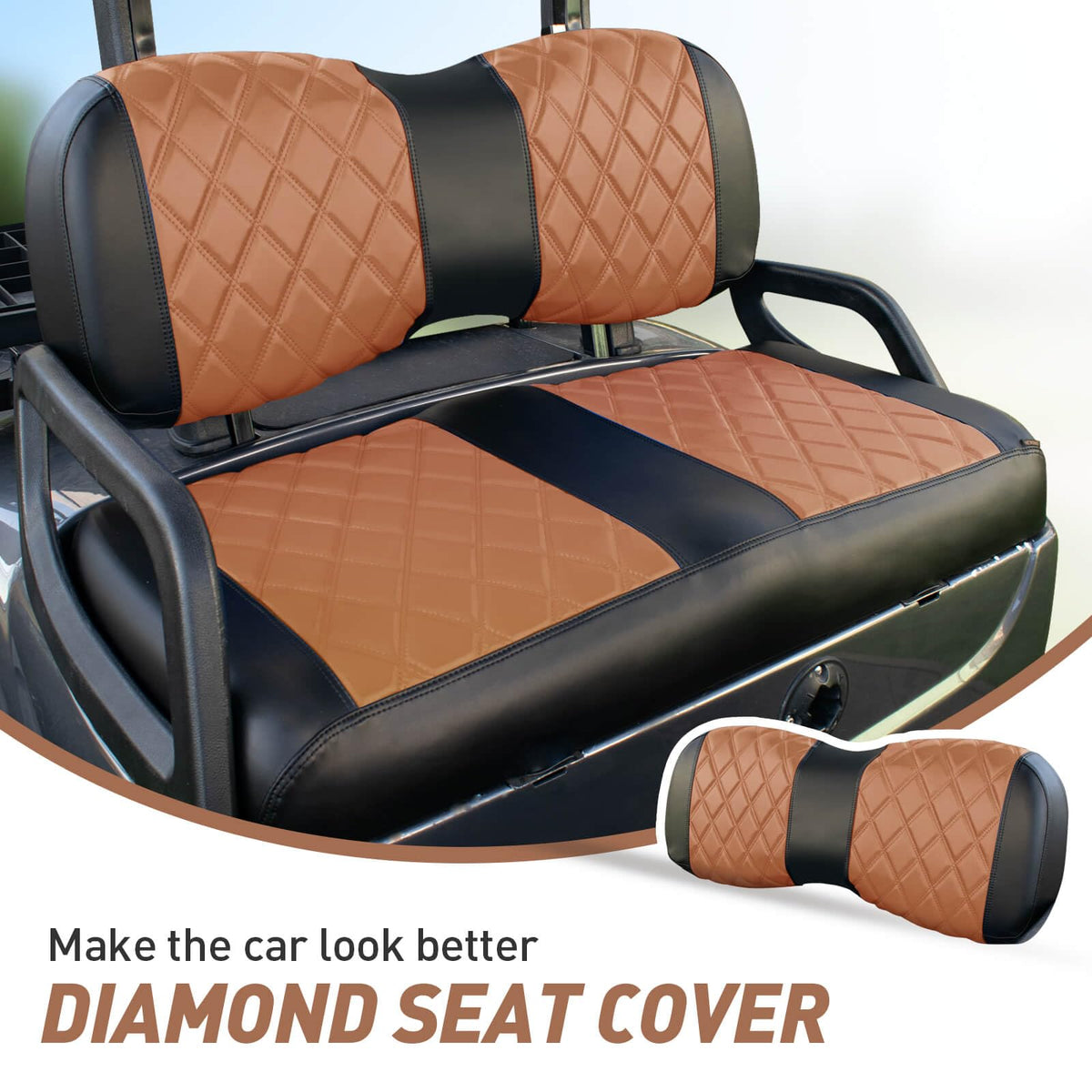 NOKINS diamond seat cover front backrest in brown adds luxury and easy maintenance.