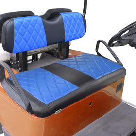 NOKINS diamond front seat cover in blue-black protects seats and boosts style on EZGO TXT.
