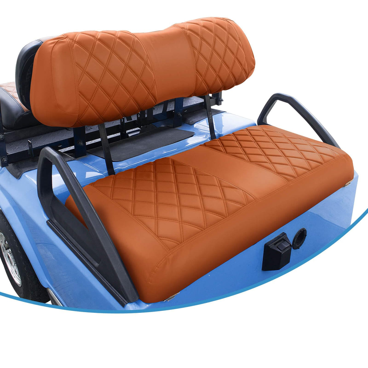 NOKINS diamond seat cover front brown protects Club Car DS OEM seat from wear.