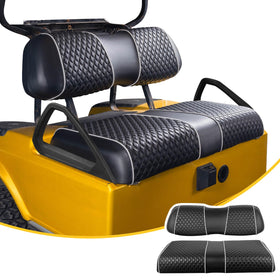 NOKINS diamond front seat cover for Club Car DS with piping and snug fit.