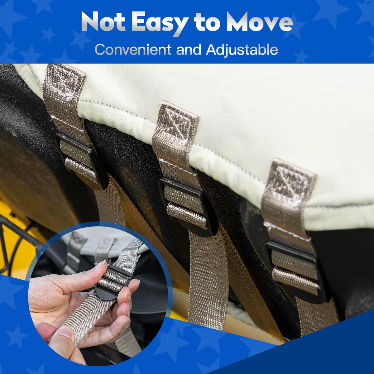 NOKINS easy-clean seat covers wipe clean after spills.