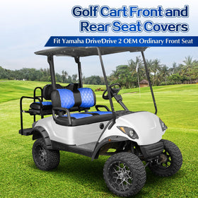 NOKINS golf cart seat covers kit displayed as a complete upgrade