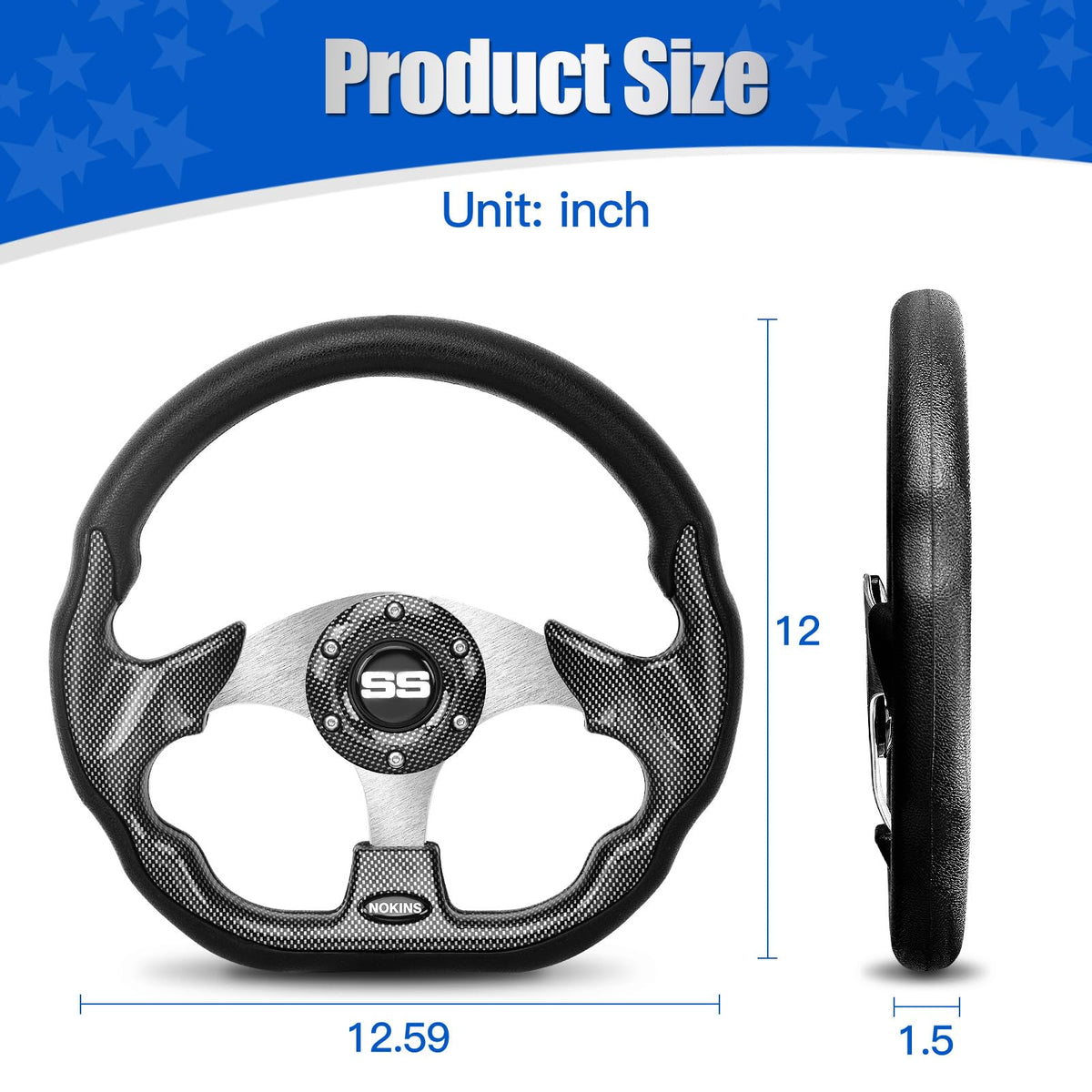 Ergonomic, non-slip NOKINS steering wheel for comfortable driving