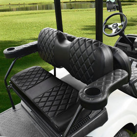 NOKINS EV golf cart fitment for circular frame rear seat enhances convenience.
