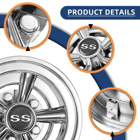 NOKINS 8-inch chrome hubcaps fit Club Car and Yamaha wheels for a tighter, secure look.