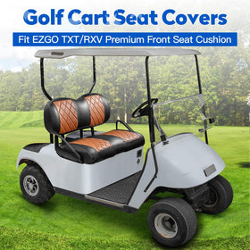 Close-up of NOKINS EZGO front seat cover showing foam-core comfort.