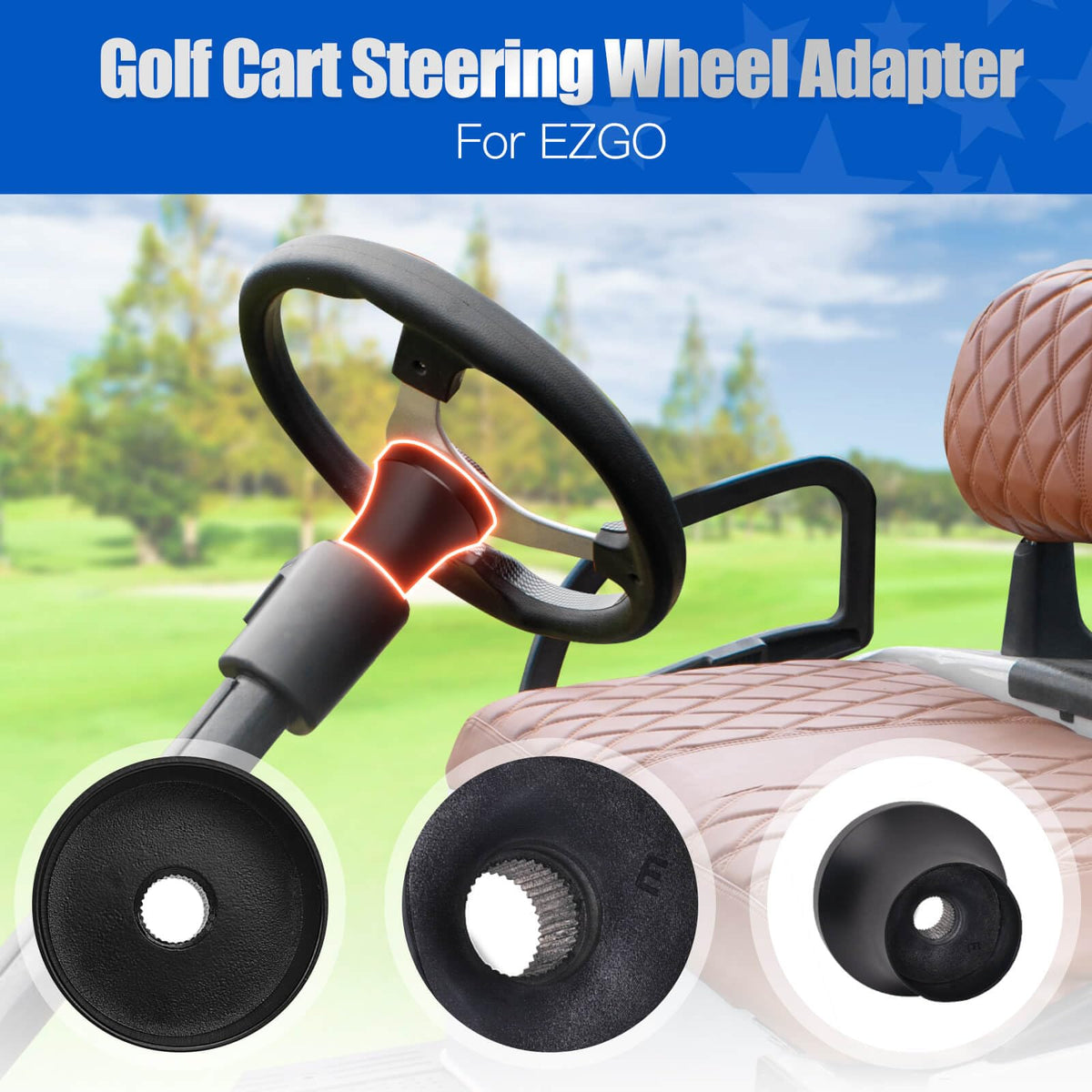 NOKINS EZGO adapter close-up reveals durable aluminum construction and corrosion resistance.