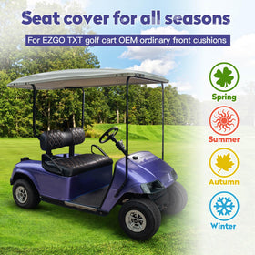 NOKINS EZGO TXT front seat cover close-up shows durable vinyl and rich stitching.