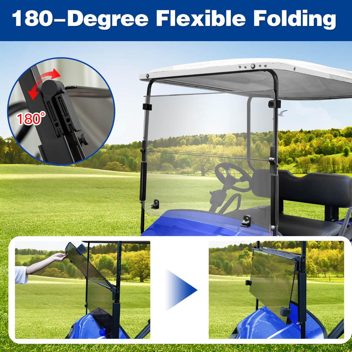 NOKINS EZGO TXT windshield-180-degree-view for clear visibility