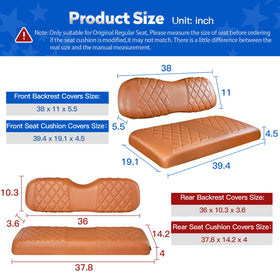 NOKINS front and rear seat covers kit fits Club Car DS, matching OEM size.