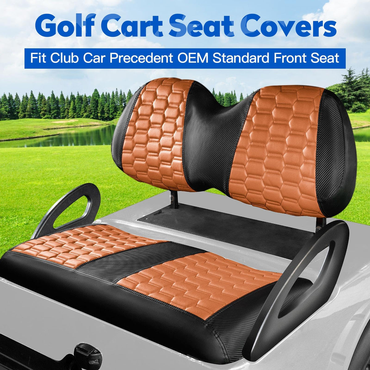 NOKINS front seat cover for Club Car Precedent provides precise fit and refreshed look.