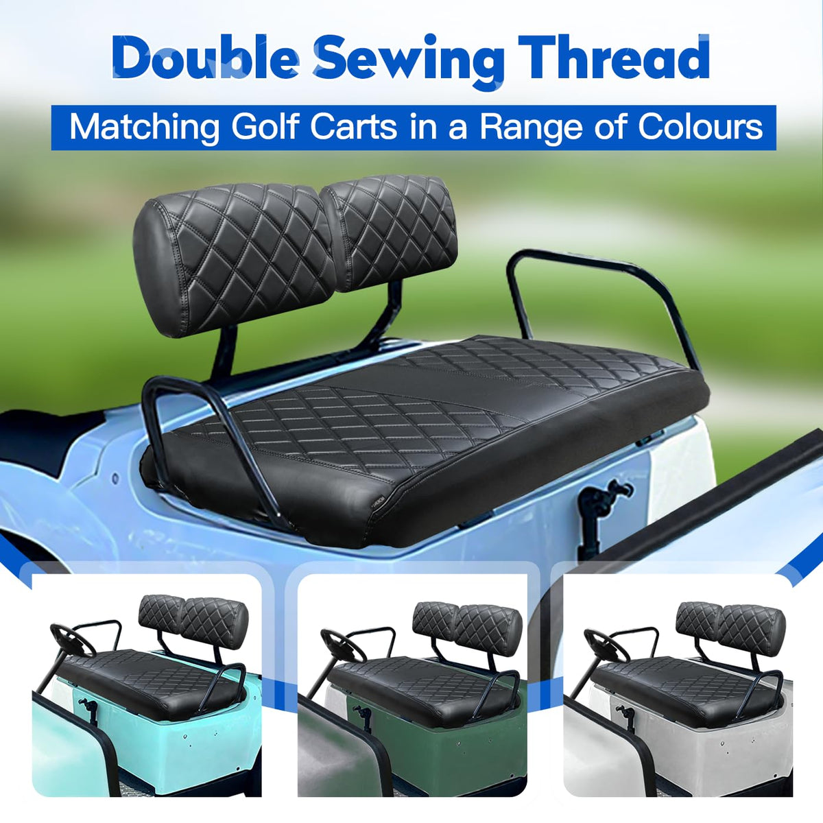 NOKINS easy-installation strap system offers quick on/off for golf carts.
