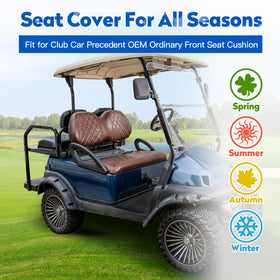 NOKINS front seat cover installation with adjustable straps for quick fit.