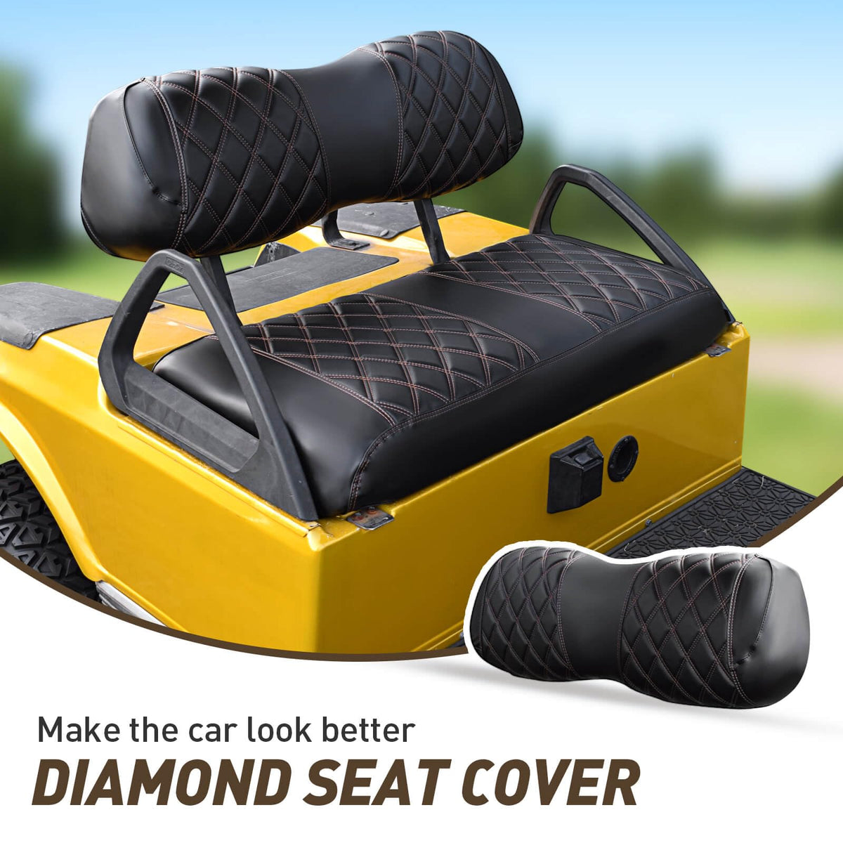 NOKINS vinyl seat cover for Club Car DS with easy wipe-clean surface.