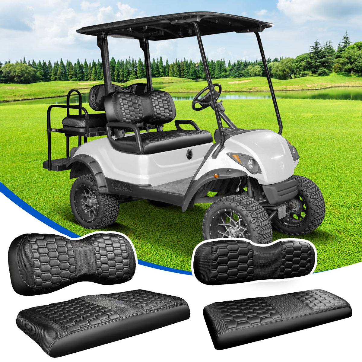 NOKINS front seat cover for Yamaha Drive 2 protects cushions and refreshes interior.