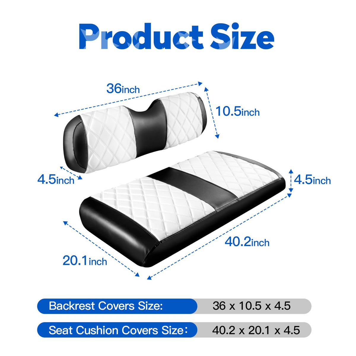 NOKINS EZGO TXT front cushion area; fits 40.2 x 20.1 x 4.5 inches.
