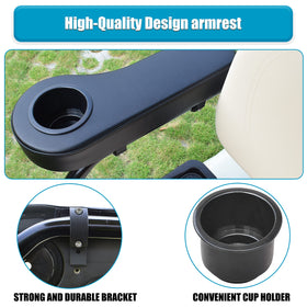 NOKINS armrest cup holder close-up leather for premium feel and durability.