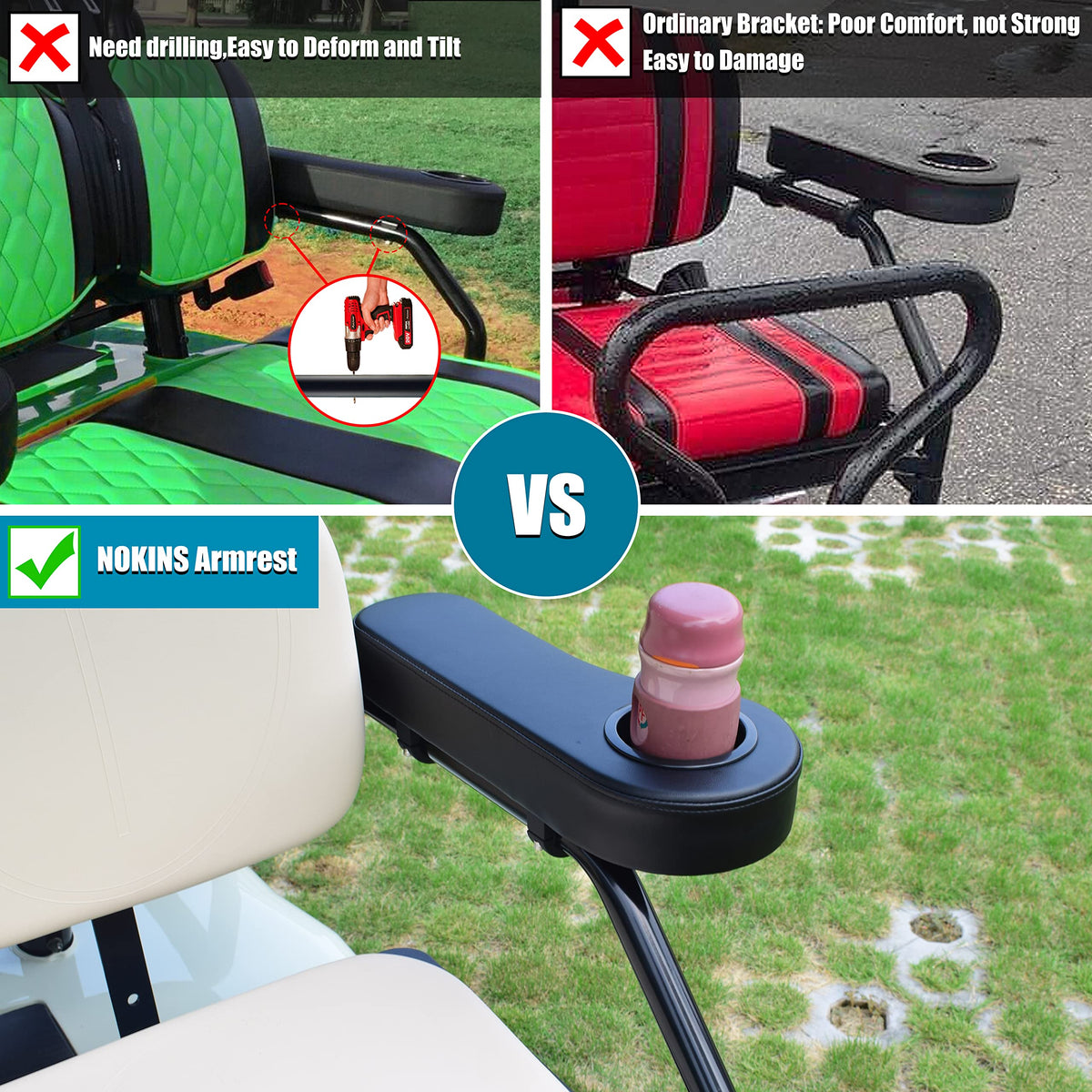 NOKINS armrest installation tools included for quick setup.